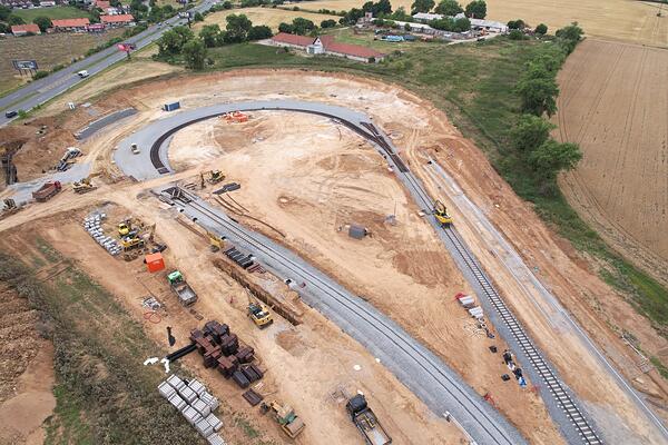 Výstavba tramvajové smyčky Slivenec Výstavba smyčky Slivenec